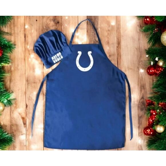 NFL Chef 2pc Set Apron Hat Indianapolis Colts Football Gift Cook BBQ Dad Father - Picture 2 of 9